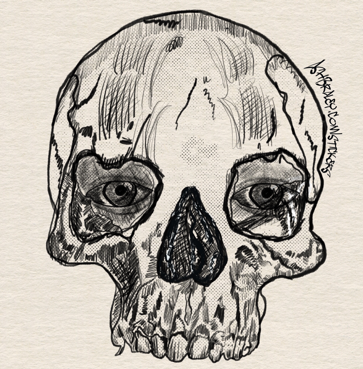 Eye skull, 3”x3”