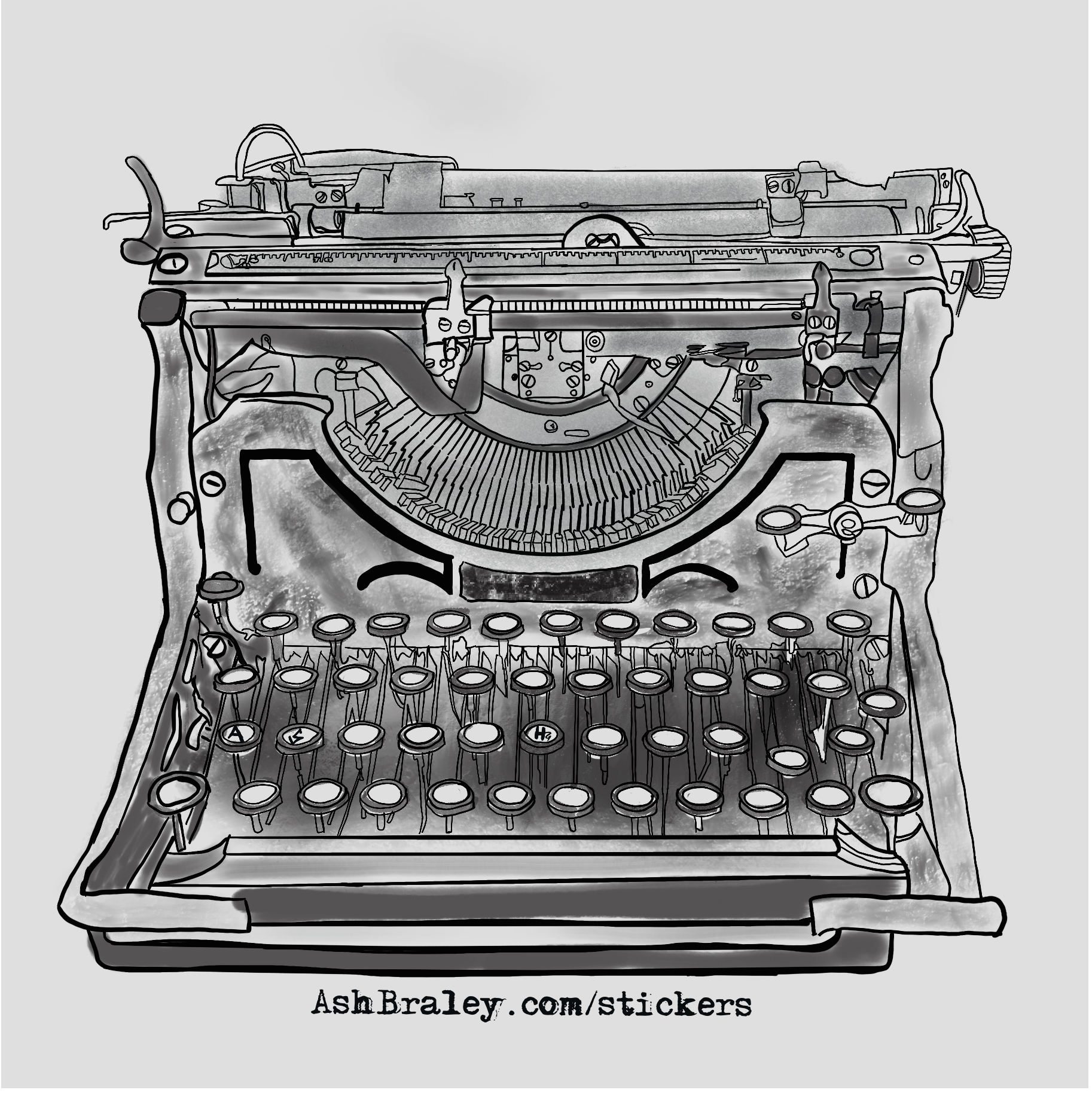 Typewriter, 3"x3"
